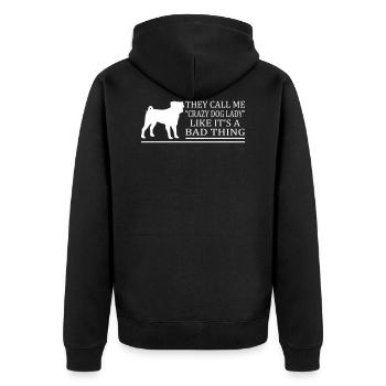 Crazy Dog Lady A Bad Thing - Unisex Premium Organic Zip Hoodie - black - Back - Nico (187cm)