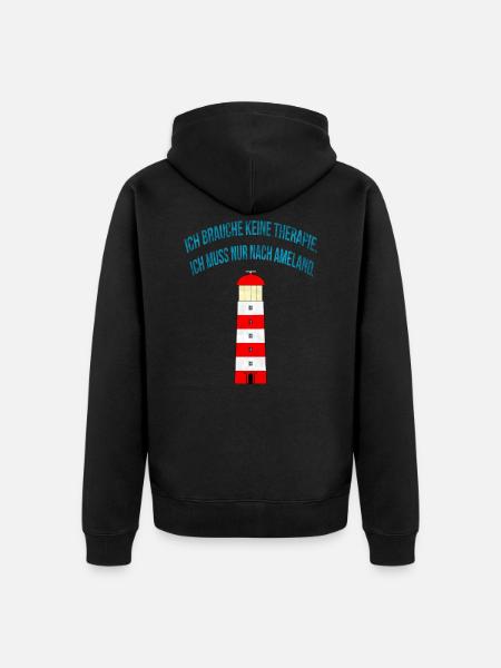 Therapie? - Ich muss nur nach Ameland. - Unisex Premium Bio Zip Hoodie - Schwarz