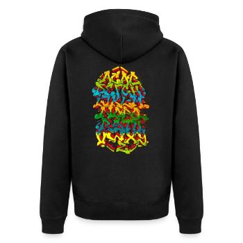 Acab alphabet graffiti - Unisex Premium Bio Zip Hoodie - Schwarz - Hinten - Nico (187cm)