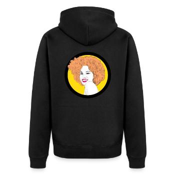 Pop art frauenbild - Unisex Premium Bio Zip Hoodie - Schwarz - Hinten - Nico (187cm)
