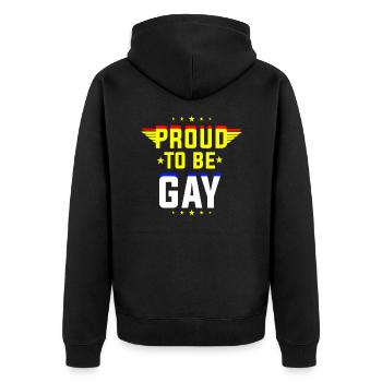 Proud to be gay - Unisex Premium Bio Zip Hoodie - Schwarz - Hinten - Nico (187cm)