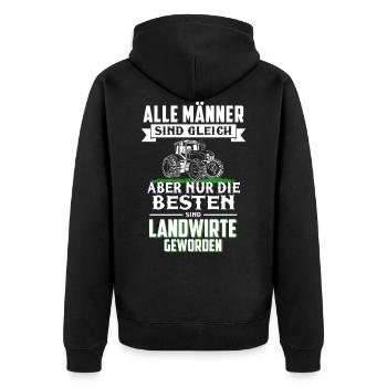 Nur die besten Männer sind Landwirte geworden - Unisex Premium Bio Zip Hoodie - Schwarz - Hinten - Nico (187cm)