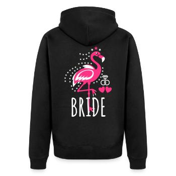 105 JGA BRIDE Flamingo Stars Hearts diamond rings - Unisex Premium Bio Zip Hoodie - Schwarz - Hinten - Nico (187cm)