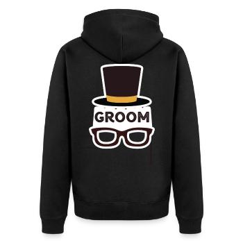 Hochzeit Ehe Trauung Liebe Treue Geschenkidee - Unisex Premium Bio Zip Hoodie - Schwarz - Hinten - Nico (187cm)