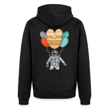 Astronaut with balloon - solar system planet - Unisex Premium Organic Zip Hoodie - black - Back - Nico (187cm)