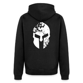 Spartan Helmet 4 White - Unisex Premium Organic Zip Hoodie - black - Back - Nico (187cm)