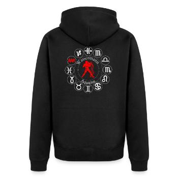 Aquarius - Unisex Premium Organic Zip Hoodie - black - Back - Nico (187cm)