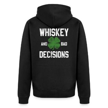 Irischer Whiskey - Unisex Premium Bio Zip Hoodie - Schwarz - Hinten - Nico (187cm)