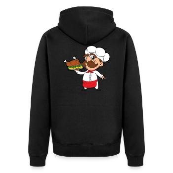 Koch Braten Kochen Restaurant Gaststätte Gastätte - Unisex Premium Bio Zip Hoodie - Schwarz - Hinten - Nico (187cm)