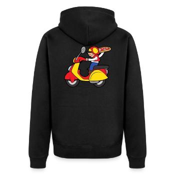 Livraison de pizza livraison boulangerie pizzeria - Veste à capuche bio Premium Unisexe - noir - Dos - Nico (187cm)
