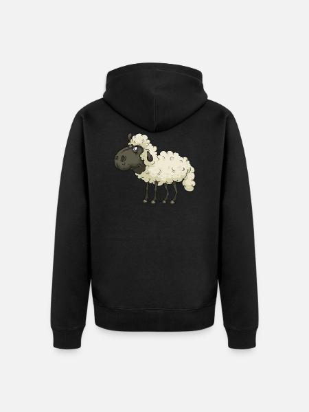 Funny Cute Cool Sheep Lamb - Unisex Premium Organic Zip Hoodie - black