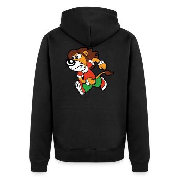 Löwe Sprinter Joggen Laufen Leichtathletik Workout - Unisex Premium Bio Zip Hoodie - Schwarz - Hinten - Nico (187cm)