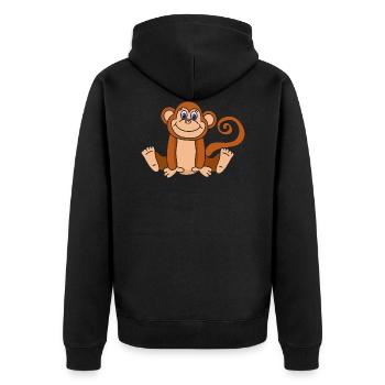 Funny Cute Cool Monkey - Unisex Premium Organic Zip Hoodie - black - Back - Nico (187cm)