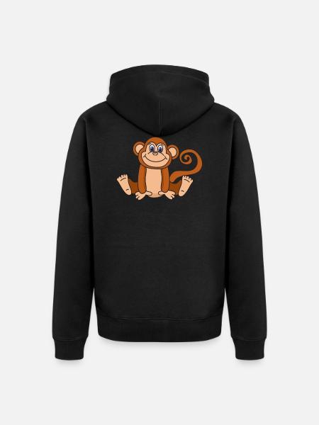 Funny Cute Cool Monkey - Unisex Premium Organic Zip Hoodie - black