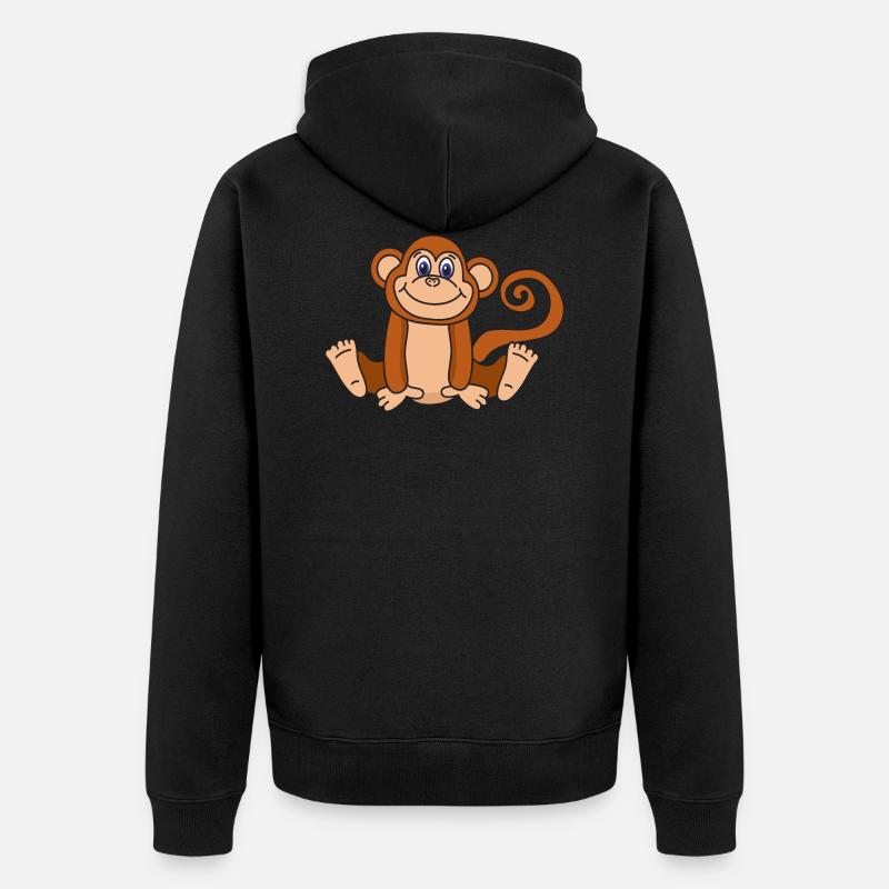 Funny Cute Cool Monkey - Unisex Premium Organic Zip Hoodie - black