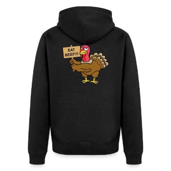 Lustiger Niedlicher Cooler Truthahn Pute - Unisex Premium Bio Zip Hoodie - Schwarz - Hinten - Nico (187cm)