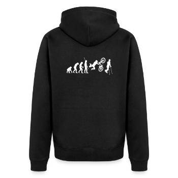 Lustiges BMX MTB Evolution Freeride Fun Geschenk - Unisex Premium Bio Zip Hoodie - Schwarz - Hinten - Nico (187cm)