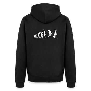 Lustiges Ski Evolution Wintersport Fun Geschenk - Unisex Premium Bio Zip Hoodie - Schwarz - Hinten - Nico (187cm)