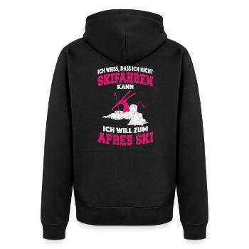 Lustiges Après Ski Skifahrer Frauen Geschenk - Unisex Premium Bio Zip Hoodie - Schwarz - Hinten - Nico (187cm)