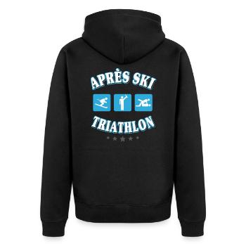 Lustiges Skifahrer Après Ski Männer Fun Geschenk - Unisex Premium Bio Zip Hoodie - Schwarz - Hinten - Nico (187cm)