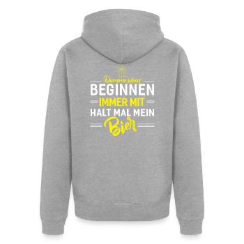 Arrête de peindre ma bière - Veste à capuche bio Premium Unisexe - gris chiné - Dos - Nico (187cm)