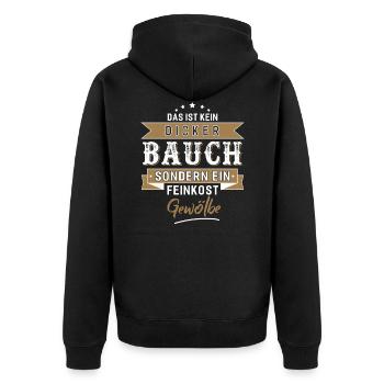 Das Ist Kein Dicker Bauch - Unisex Premium Bio Zip Hoodie - Schwarz - Hinten - Nico (187cm)