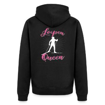 Witziges Langlauf Wintersport Loipe Ski Geschenk - Unisex Premium Bio Zip Hoodie - Schwarz - Hinten - Nico (187cm)