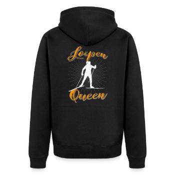 Witziges Langlauf Wintersport Loipe Ski Geschenk - Unisex Premium Bio Zip Hoodie - Schwarz - Hinten - Nico (187cm)