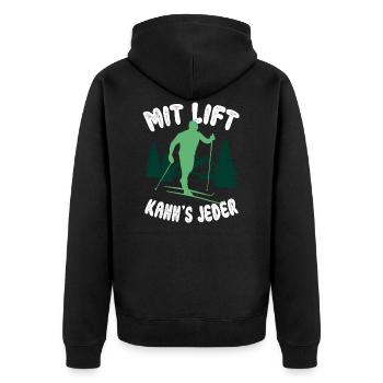 Witziges Langlauf Wintersport Loipe Ski Geschenk - Unisex Premium Bio Zip Hoodie - Schwarz - Hinten - Nico (187cm)