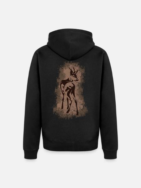 cerf - Veste à capuche bio Premium Unisexe - noir