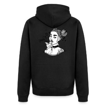 Crazy Tattoo Cat Girl - Veste à capuche bio Premium Unisexe - noir - Dos - Nico (187cm)