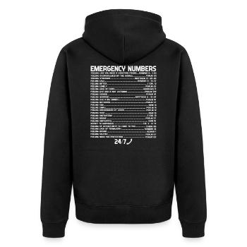 Bible Emergency Emergency Numbers Faith - Unisex Premium Organic Zip Hoodie - black - Back - Nico (187cm)