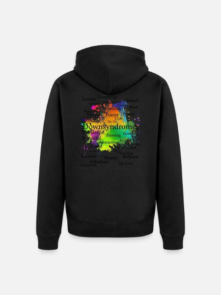 Down syndrome love - Unisex Premium Organic Zip Hoodie - black