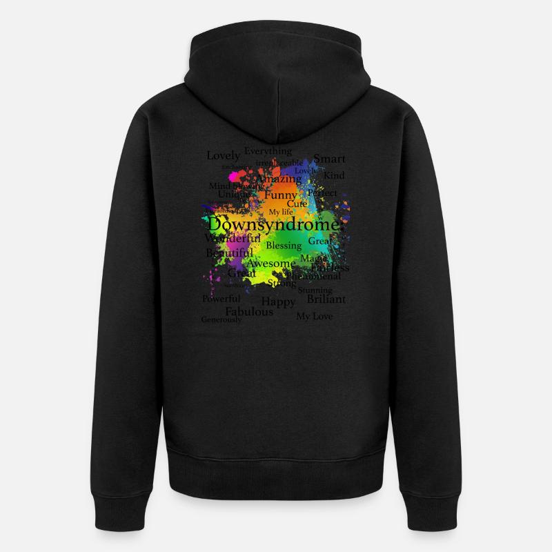 Syndrome de Down amour - Veste à capuche bio Premium Unisexe - noir