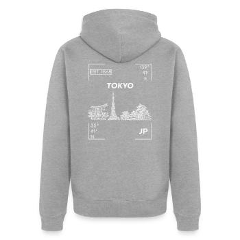 TOKYO - Veste à capuche bio Premium Unisexe - gris chiné - Dos - Nico (187cm)