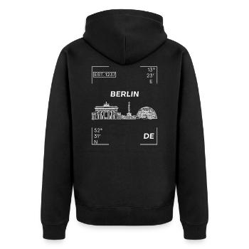 BERLIN Deutschland - Unisex Premium Bio Zip Hoodie - Schwarz - Hinten - Nico (187cm)