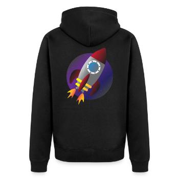 Fusée vaisseau spatial espace enfants enfants voyage dans l'espace - Veste à capuche bio Premium Unisexe - noir - Dos - Nico (187cm)