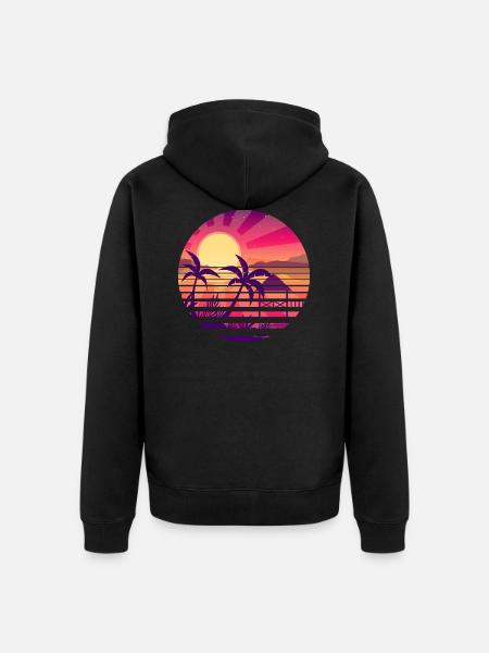 Sunset asian landscape - Unisex Premium Organic Zip Hoodie - black