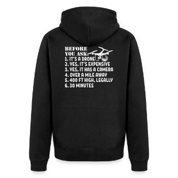 It's A Drone - Unisex Premium Bio Zip Hoodie - Schwarz - Hinten - Nico (187cm)