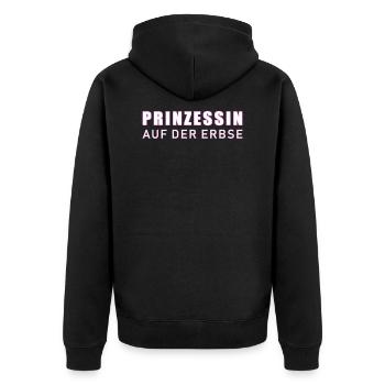 Prinzessin auf der Erbse - Unisex Premium Bio Zip Hoodie - Schwarz - Hinten - Nico (187cm)