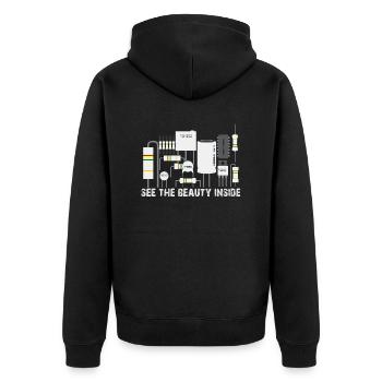 See The Beauty Inside Electrical Engineering Freak Funny - Unisex Premium Organic Zip Hoodie - black - Back - Nico (187cm)