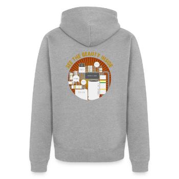 See The Beauty Inside Elektrotechnik Freak Lustig - Unisex Premium Bio Zip Hoodie - Grau meliert - Hinten - Nico (187cm)