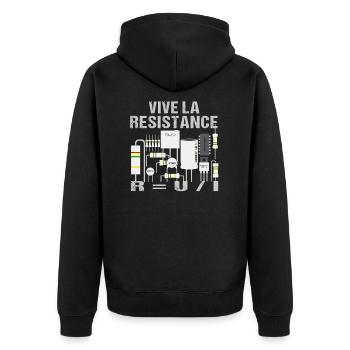 Viva La Resistance Widerstand Elektrotechnik - Unisex Premium Bio Zip Hoodie - Schwarz - Hinten - Nico (187cm)