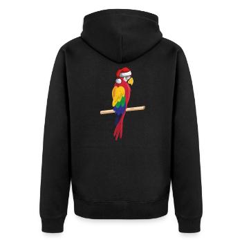 Weihnachten Papagei Ornithologe Ara - Unisex Premium Bio Zip Hoodie - Schwarz - Hinten - Nico (187cm)