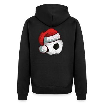 Football Christmas Gift Ball - Unisex Premium Organic Zip Hoodie - black - Back - Nico (187cm)