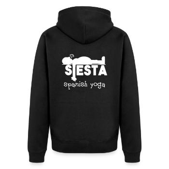 Siesta Spanish Yoga Yoga - Unisex Premium Organic Zip Hoodie - black - Back - Nico (187cm)