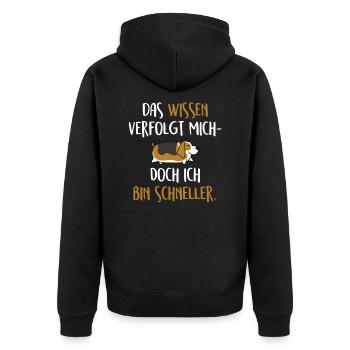 Lustiger Spruch - Unisex Premium Bio Zip Hoodie - Schwarz - Hinten - Nico (187cm)