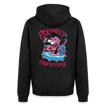 psychobilly from outerspace - Unisex Premium Organic Zip Hoodie - black - Back - Nico (187cm)
