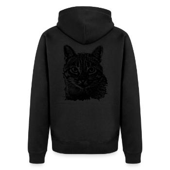 Cat cat - Unisex Premium Organic Zip Hoodie - black - Back - Nico (187cm)