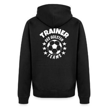 Fußballtrainer des geilsten Teams - Unisex Premium Bio Zip Hoodie - Schwarz - Hinten - Nico (187cm)